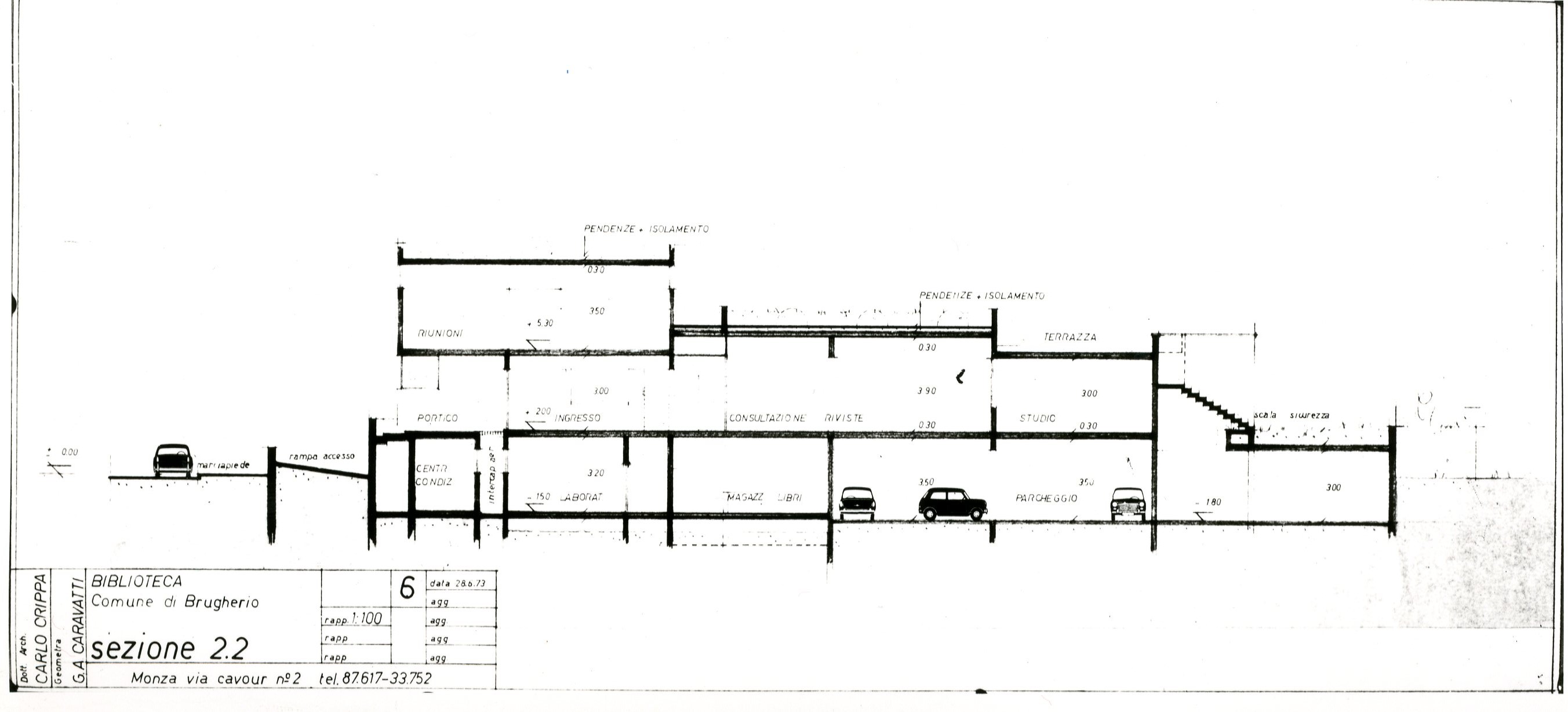 Progetto del 1974 per la nuova sede della biblioteca