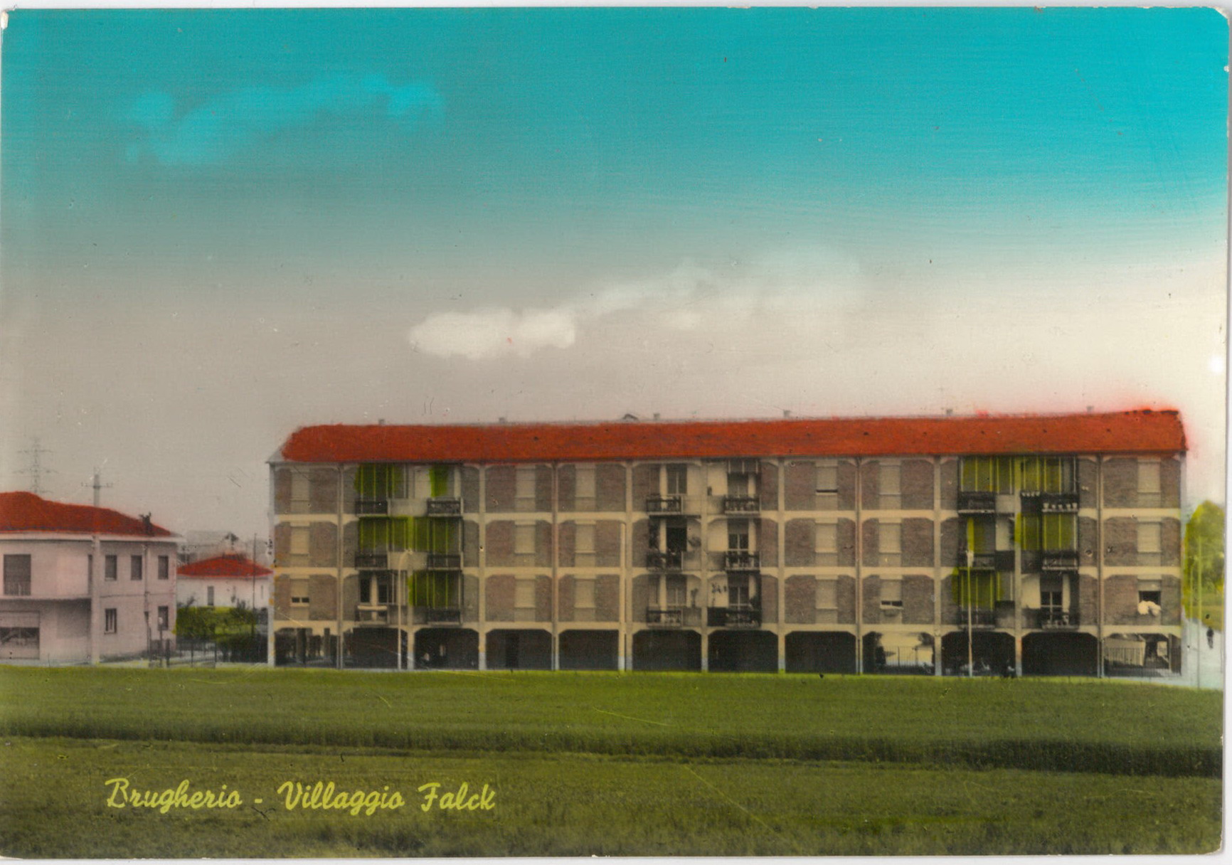 Il villaggio Falck in una cartolina d'epoca - dall'archivio digitale della Biblioteca Civica