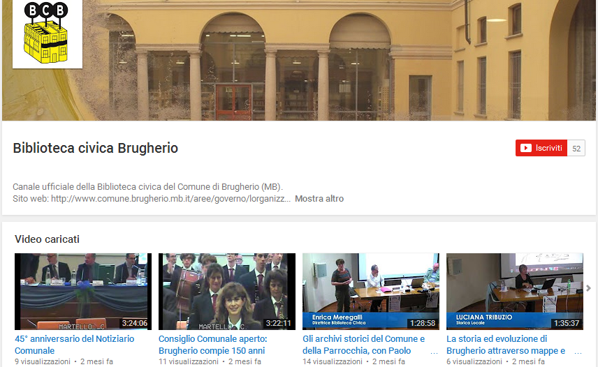 Il canale YouTube della Biblioteca Civica